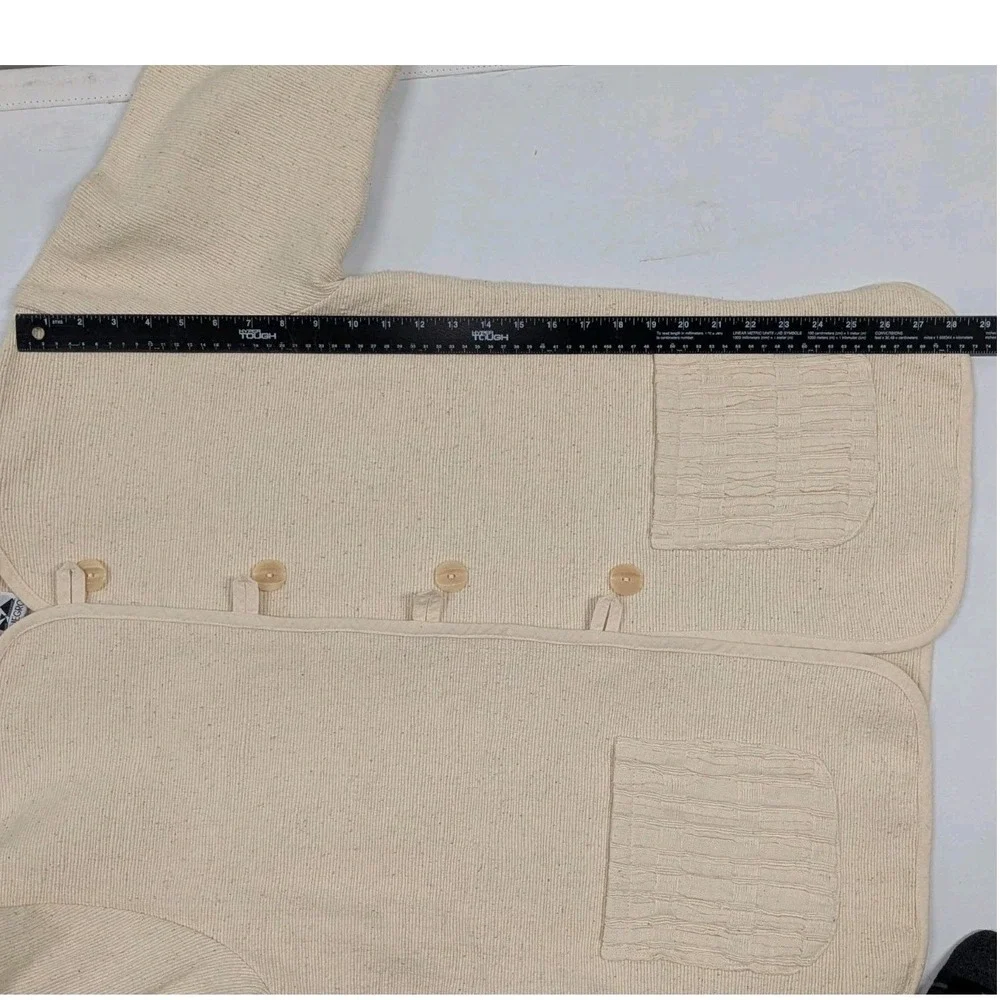 Quiet Luxury Minimalist Cream Knit Cardigan Cozy Scandi‎ Blanco Negro Large